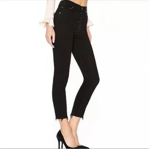 Agolde High Rise Black Jeans with Frayed Hem